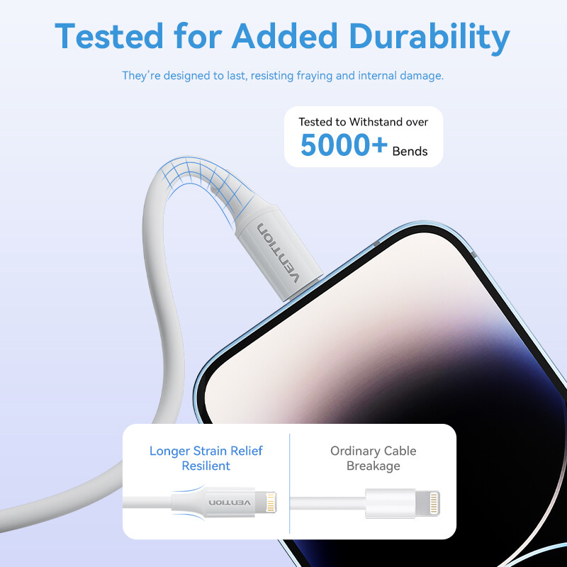 Vention USB 2.0 Cáp Lightning 3A Cáp dữ liệu PD 27W truyền dữ liệu iPhone 14 13 12 11 Pro max sạc nhanh cho Ipad điện thoại nhỏ Loại C Cáp USB-C để Cáp sạc iPhone