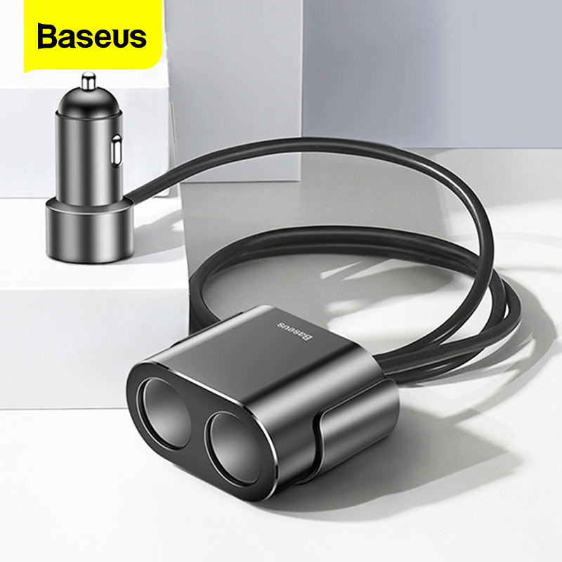 Baseus bật lửa sạc xe hơi 2 trong 1 ổ cắm sạc xe hơi usb kép 12v-24v bộ chia nguồn xe hơi ô tô 100w bộ chuyển đổi nguồn cho xe hơi hub usb sạc ipad