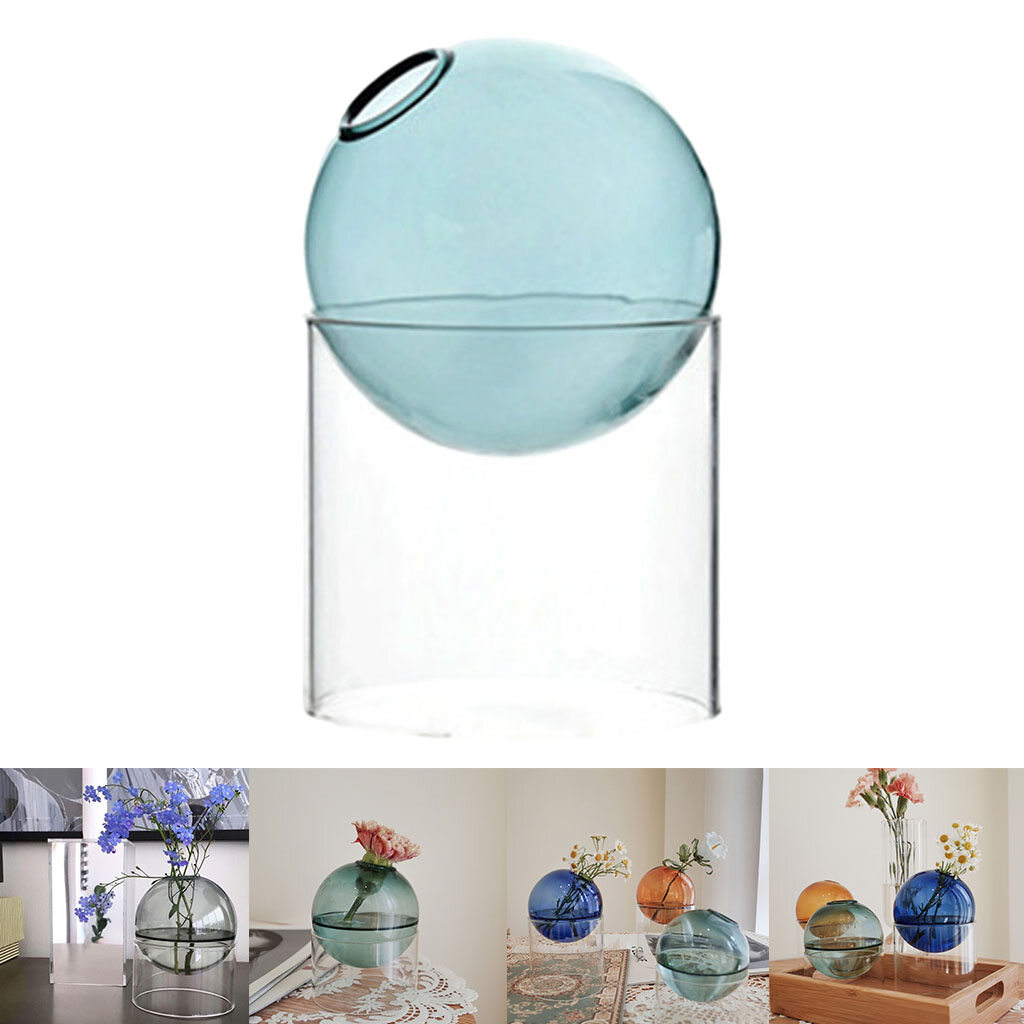 Serbery Round Glass Vase Potted Decoration Nordic Style Decorative Vase Hydroponic Terrarium Arrangement Container Flower Table Vase
