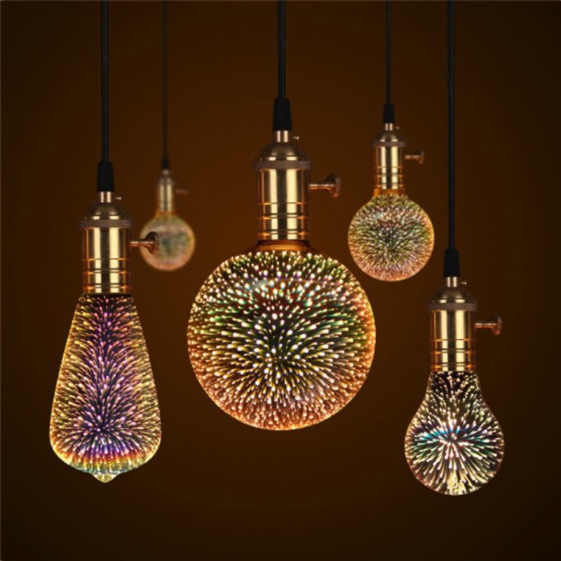 Bảng giá Bóng Đèn LED E27, Đèn Tiệc Edison Trang Trí Pháo Hoa 3D A60 ST64 G80 G95