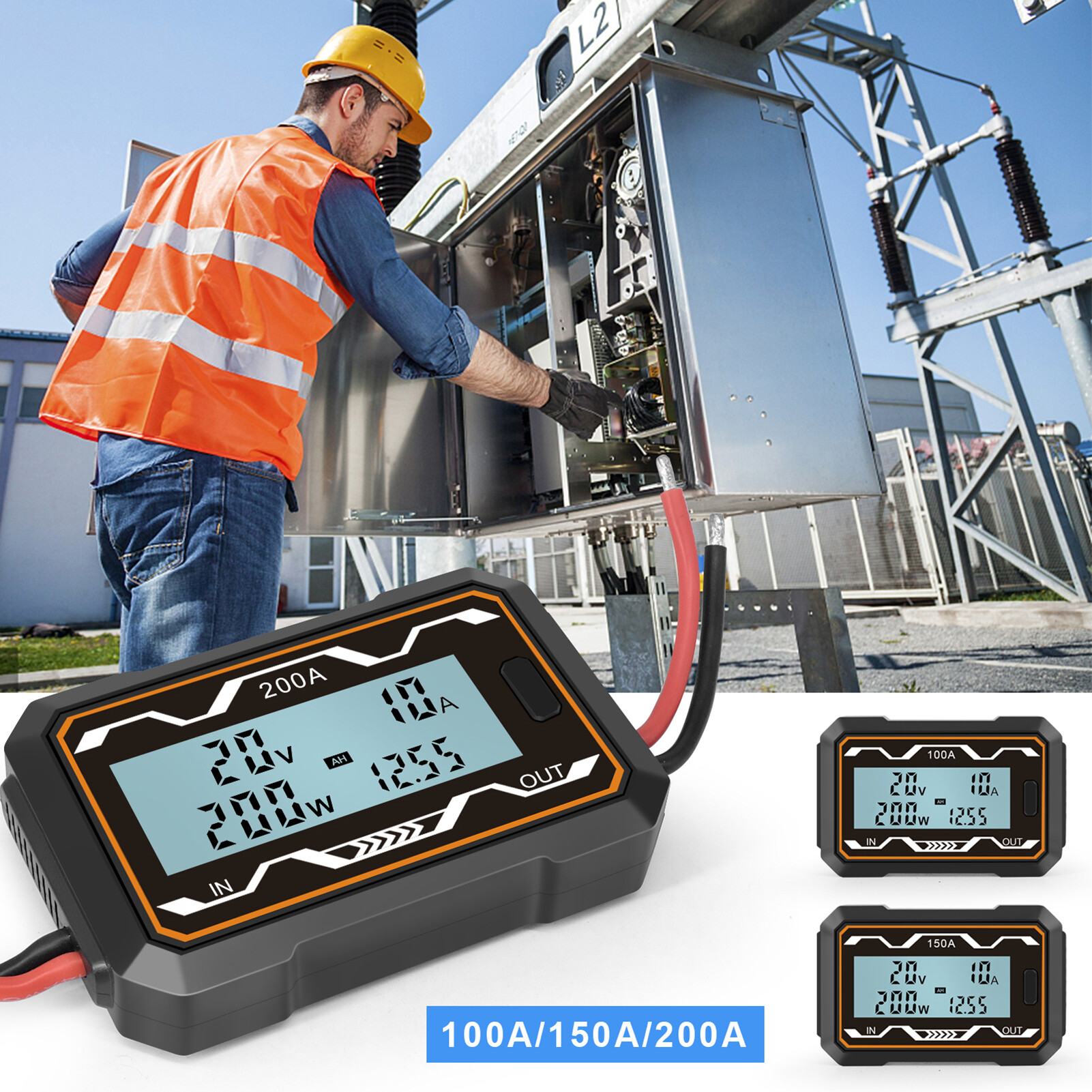 Licao Lighting Multi-purpose Watt Meter Free Mode Switching Multiple Test Functions Lightweight Battery Voltage Amp Meter for Home Reliable DC Watt
