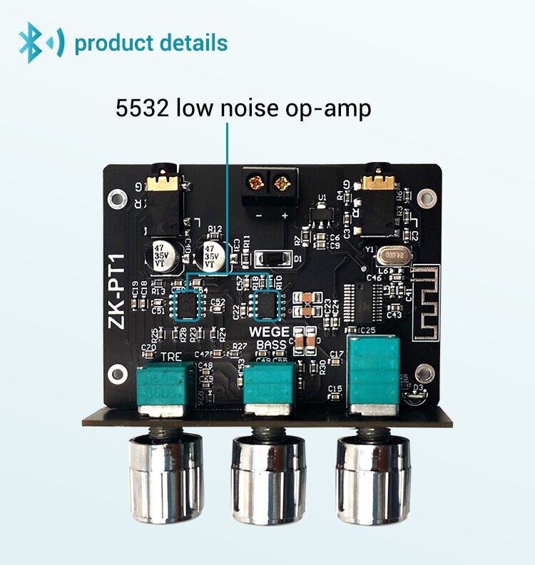 Diymore Audio Bluetooth 5.0 Decoder Board Audio Decoder Dual Channel Stereo Low Noise High and Low Tone Pre-module Controller
