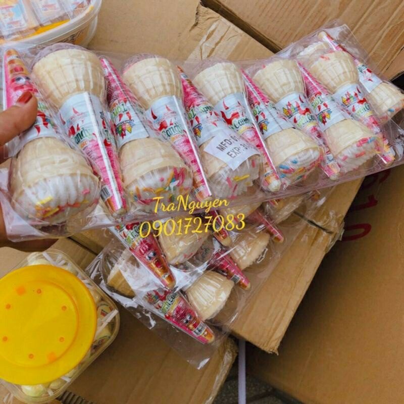 Khay 10 kẹo dẻo ốc quế marshmallow sắc mầu thái lan