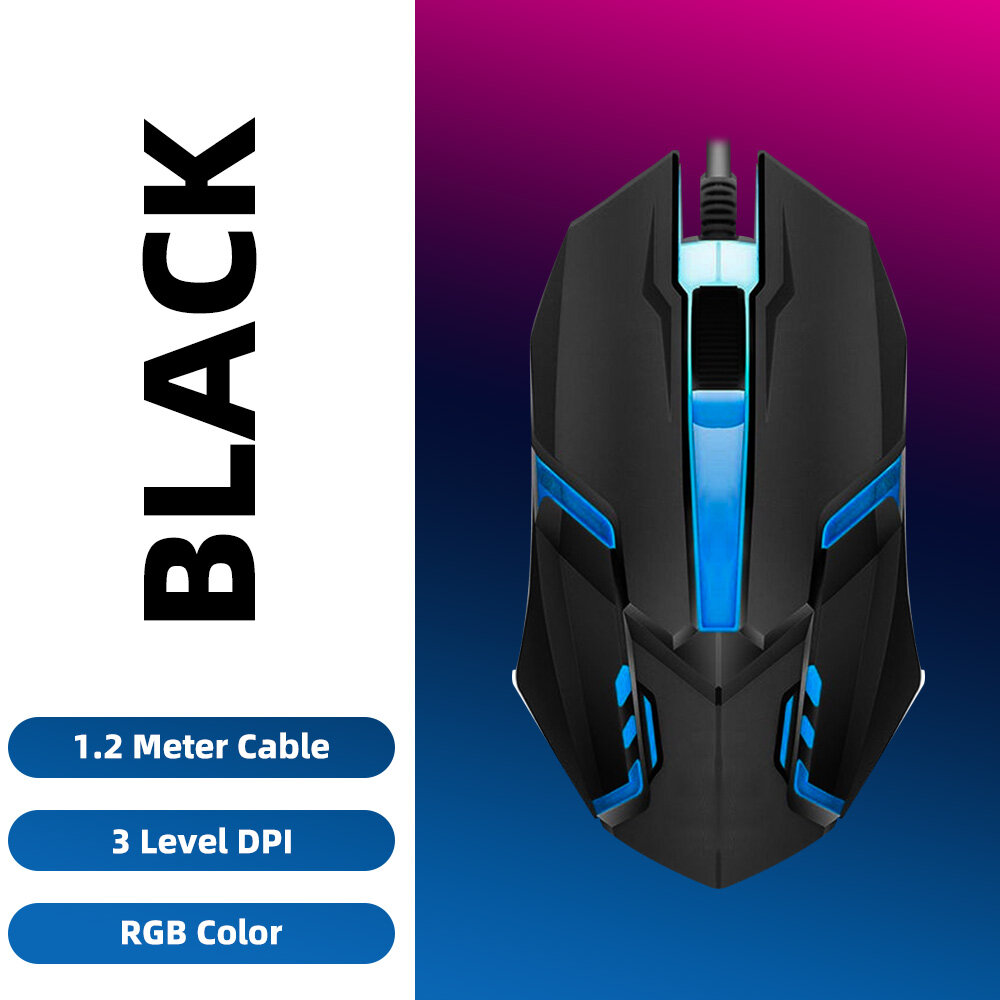 Fonken backlight usb wired gaming mouse 1600 dpi optical 3 buttons game mice mouse for pc laptop computer 1.2m cable usb game wired luminous mouse