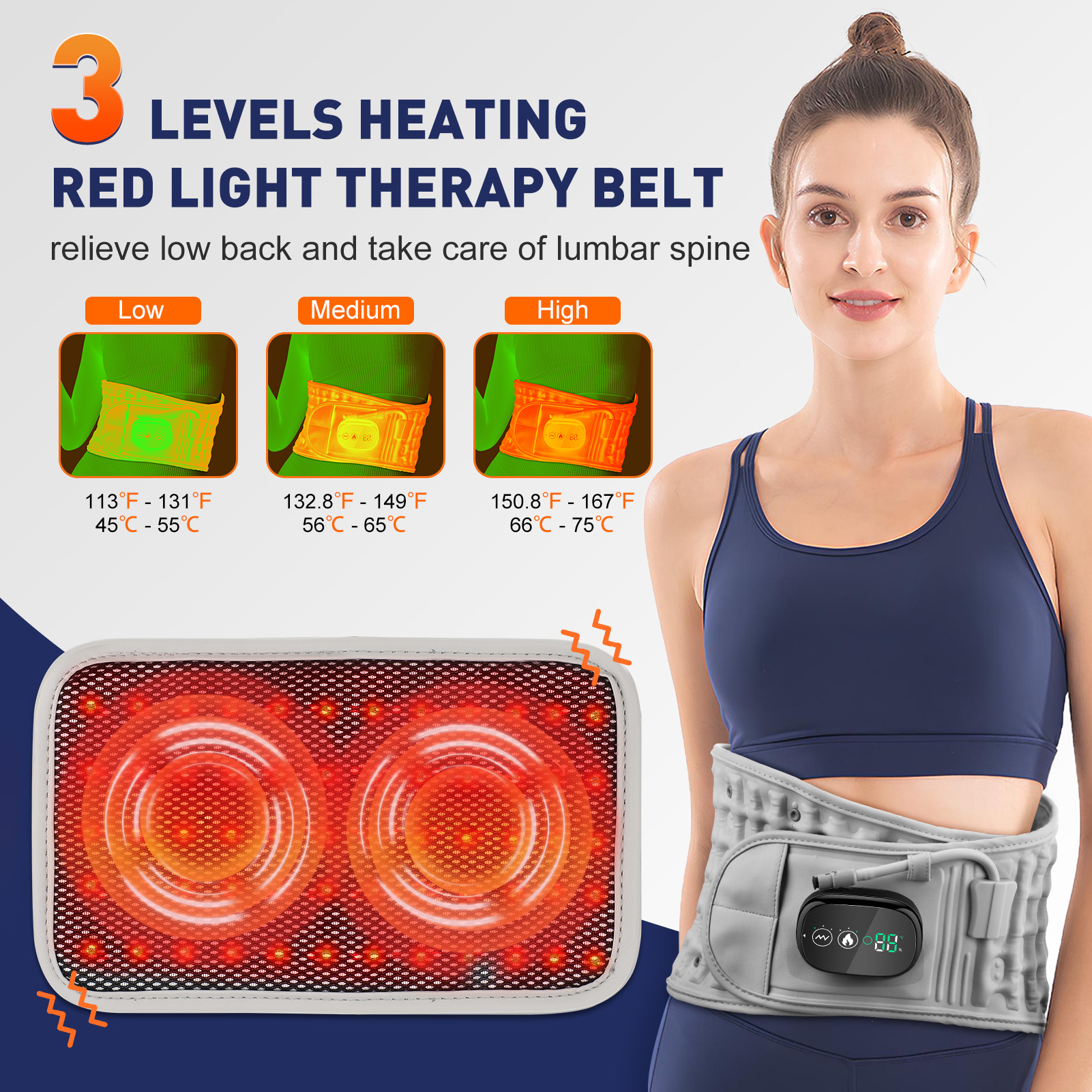 Thắt Lưng Lưng Bơm Hơi Đai Hỗ Trợ Túi Khí Rung Sưởi Ấm Ánh Sáng Đỏ Nẹp Lưng Nén Nóng Đồ Bảo Vệ Vòng Eo Có Thể Điều Chỉnh Chăm Sóc Sức Khỏe Cột Sống