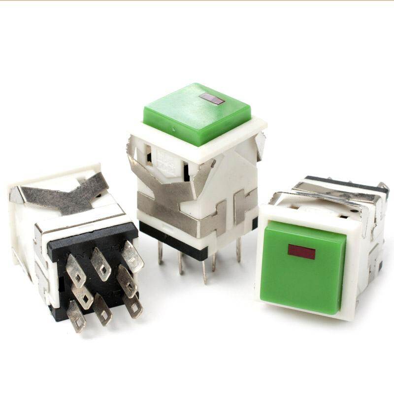 Kd2 push button dpdt off/ latching switch green 3v led 125v/6a 250v/3a