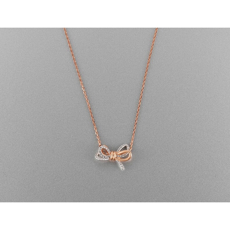 Swarovski LIFELONG BOW Two-tone Bow Fashion Elegant Fringe Necklace Female Necklace