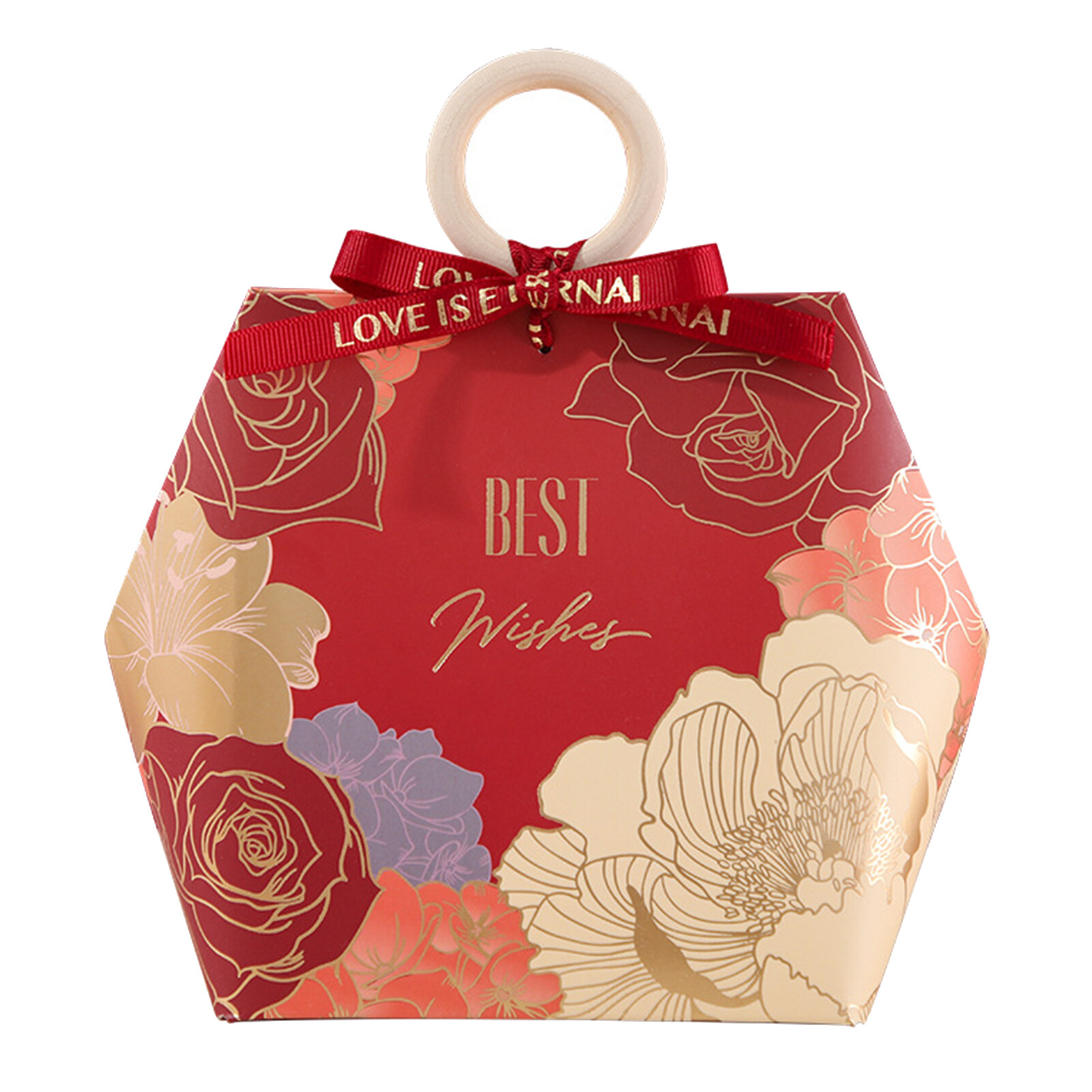 【Gift decoration】1 Set Nice-looking Candy Box Handle Design Paper Flower Pattern Gifts Storage Case for Wedding