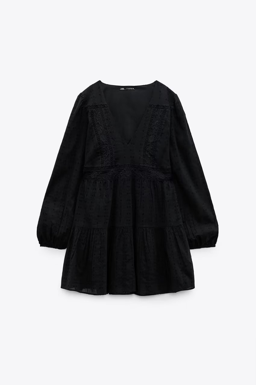 Za new spring dress v-neck lace embroidery hollow out splicing dress ra 0881209 800