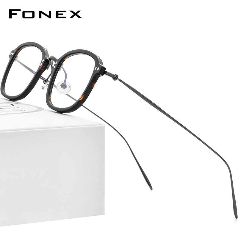 Giá bán FONEX Gọng Kính Titan Acetate Kính Mắt Nam Theo Toa Hình Vuông Retro Cổ Điển Mới 2022 Gọng Kính Cận Siêu Nhẹ Cho Nữ Kính Mắt Phong Cách Nhật Bản Hàn Quốc F85671