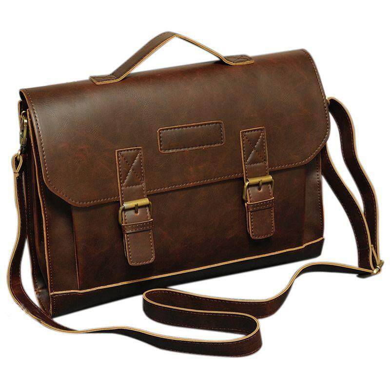 Men/'s Leather Business Messenger Laptop Shoulder Briefcase Brown Bag