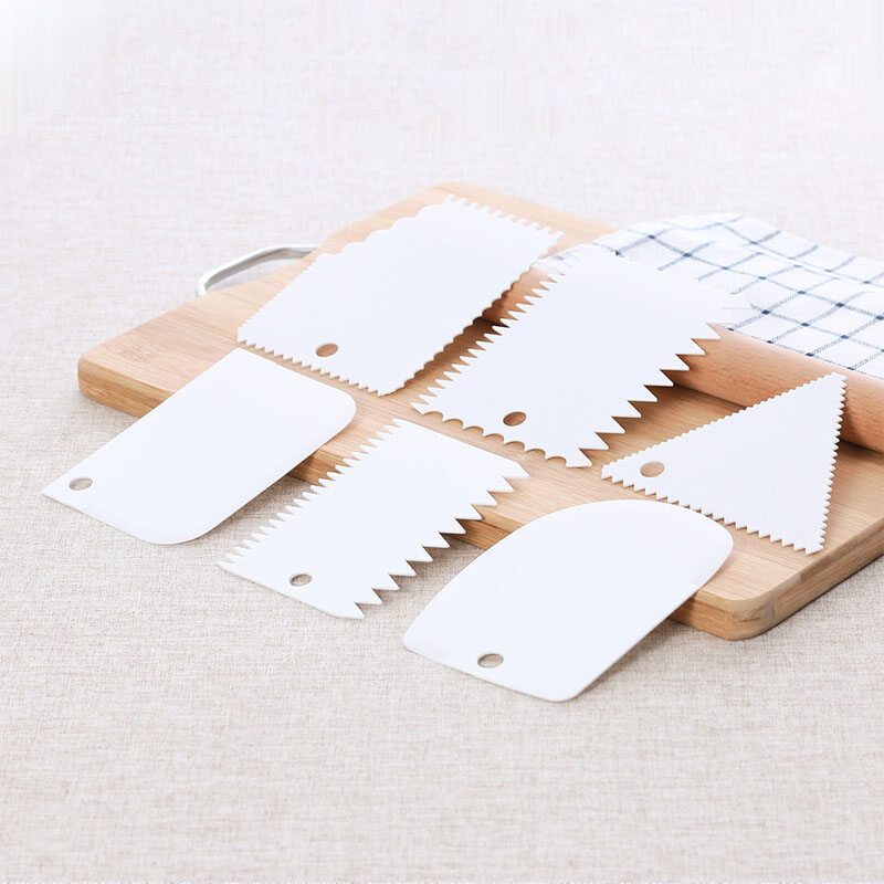 Houseeker 6pcs/set geometric figure cake scraper Trapezoid semicircular arc triangular sawtooth scraper Cake tools