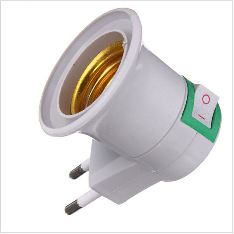 Practical white e27 led plug light holder with switch adapter converter on/off for bulb lamp