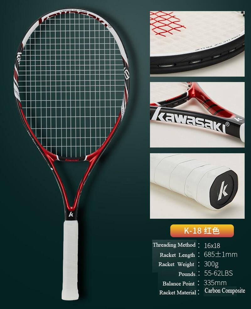 Vợt Tennis L2 Grip Kawasaki Vợt Carbon Composite Giảm Chấn Siêu Nhẹ Cho Nam Và Nữ K-18 Paqueta Tennis, K-060