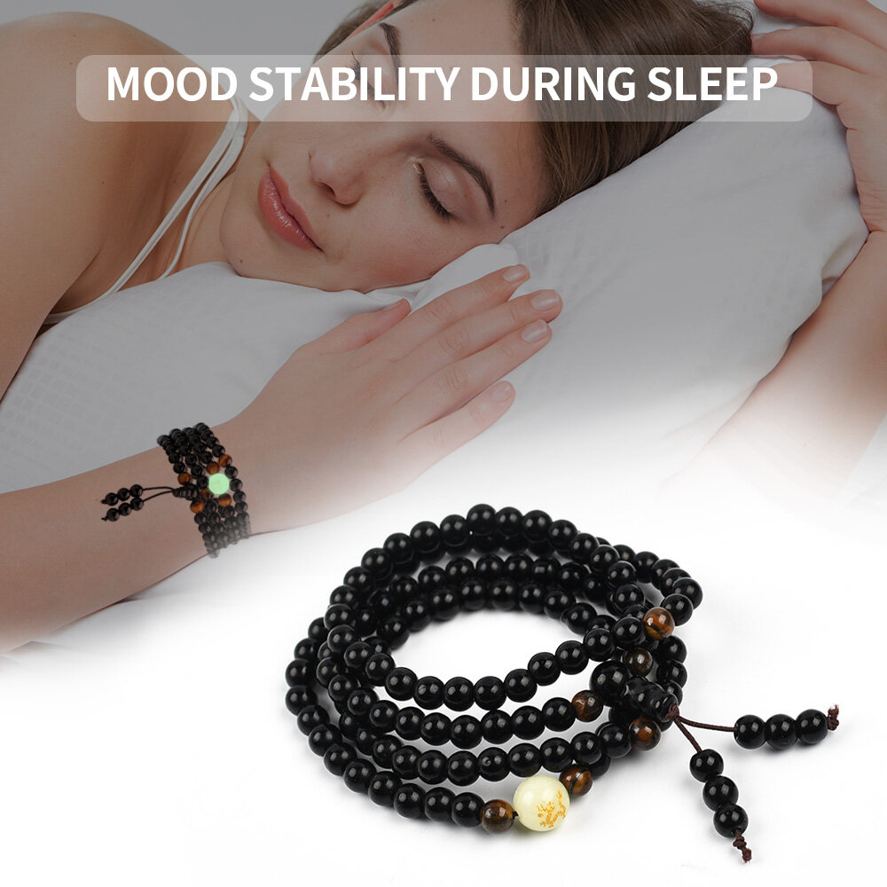 【PrettySet】 Vòng Tay Huỳnh Quang Obsidian Nhiều Vòng Vòng Tay Hạt Đá Dạ Quang Cặp Đôi Rồng Hoàng Đạo Vòng Tay May Mắn Nhiều Vòng Chuyển Giao