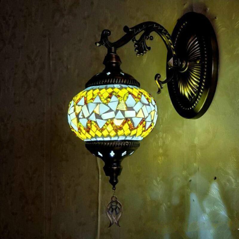 Retro Restaurant Wall Lamp Turkish Decorative Aisle Mosaic Glass Led Wall Light Led Stair Light