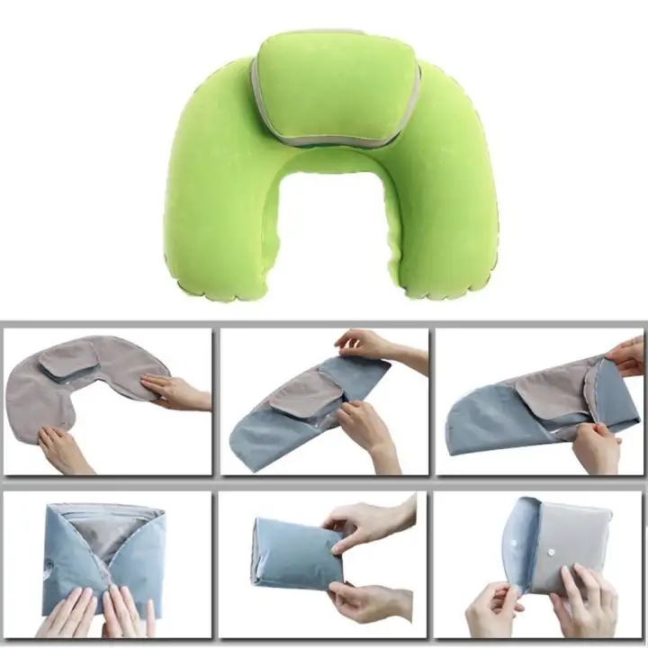 Travel Pillow Slgol Portable U Shape Inflatable Neck Pillow Blow