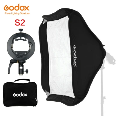 Godox S2 Speedlite Flash Holder Bracket + Softbox with Bowens Mount for Canon Nikin Godox V1 TT685 V860II AD200 AD400PRO Flash