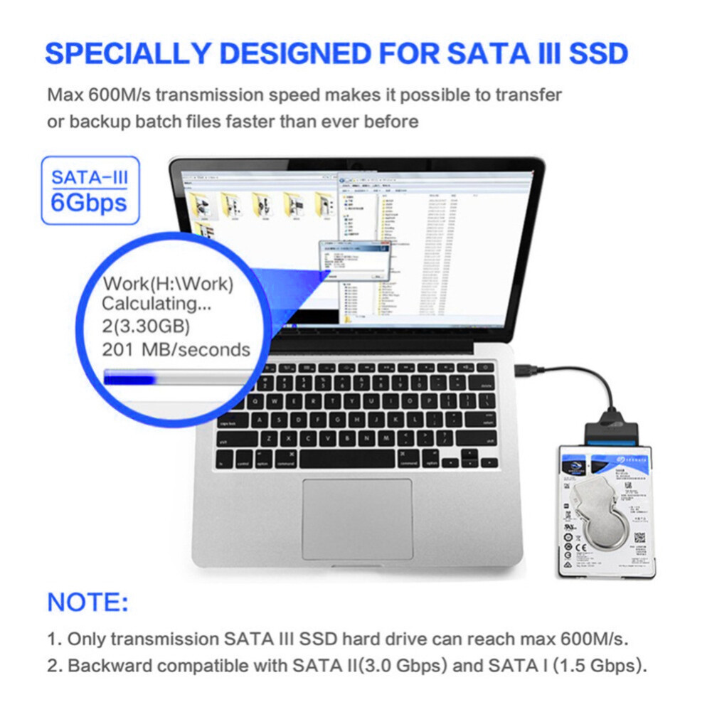 EL Style Cáp Usb Sata Đầu Nối Cáp Máy Tính Sata 3 Sang Usb 3.0 Cáp Chuyển Đổi Sata Usb 2.0 Hỗ Trợ Ổ Cứng Ssd Hdd 2.5 Inch 0620