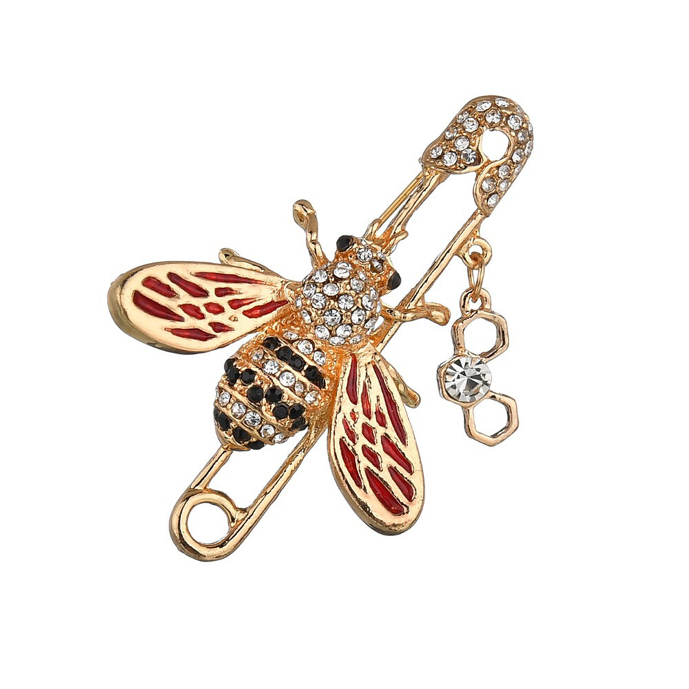 Talent Star Fashion Women Bee Enamel Rhinestone Brooch Pin Scarf Clothes Lapel Decor Jewelry