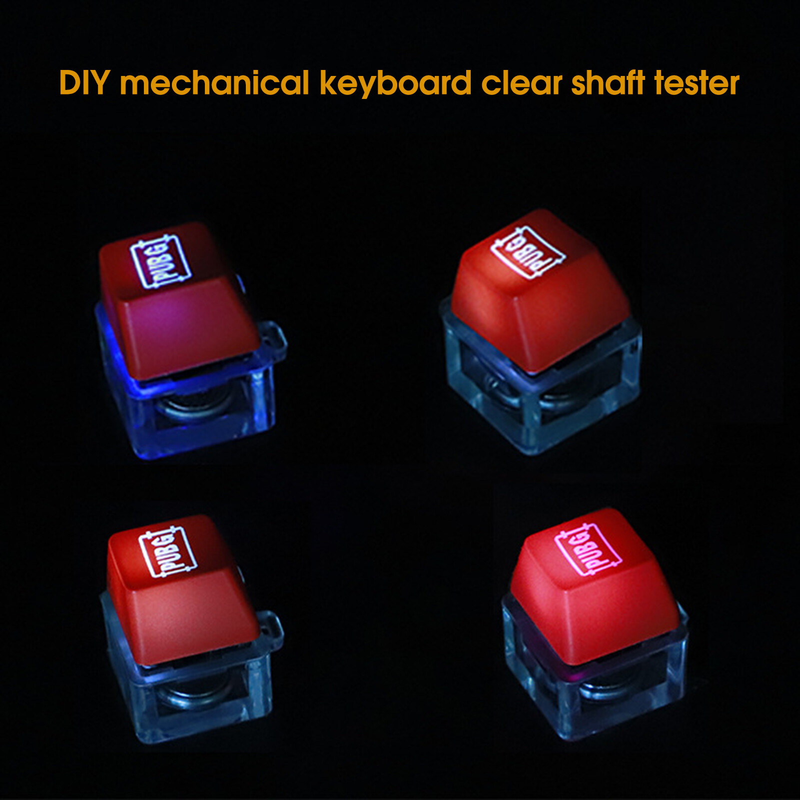 Anxinshui Keyboard Switch Tester RGB Lighting Effect Ergonomic Universal Professional Multi-purpose Stress Relief Gifts Mechanical Keycap Switch Keychain for Home Durable Keyboard Switch