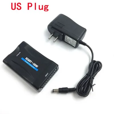 1080P -compatible To SCART Video Audio Upscale Converter AV Signal Adapter HD Receiver For DVD US/EU Power Plug Original Box