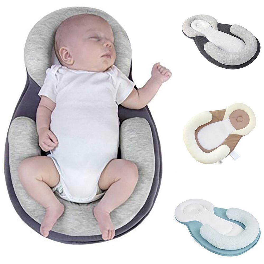 Baby Lounger,Portable Baby Bed Sleeping Positioning Pad,Protector Baby Pillow Prevent Flat Head Shape Anti Roll Baby Mattress Blue