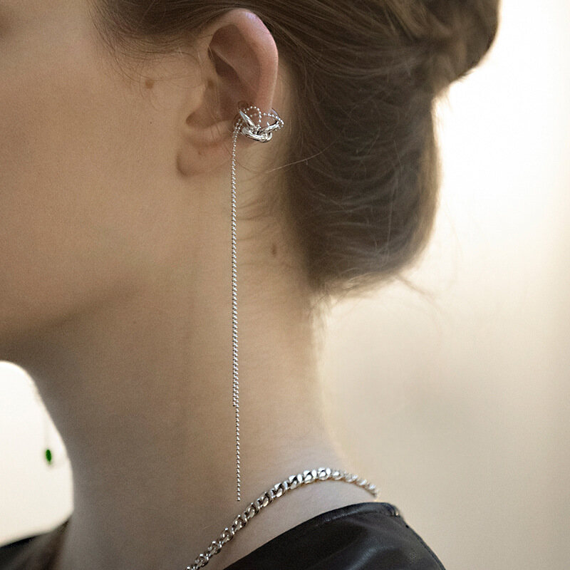 Faitolagi Long New Design Crystal Ear Clips Piercing Eear Needles