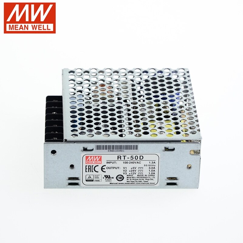 Mean Well RT-50D AC-DC Power Supply Triple Output Switching 51W 5V 24V 12V 