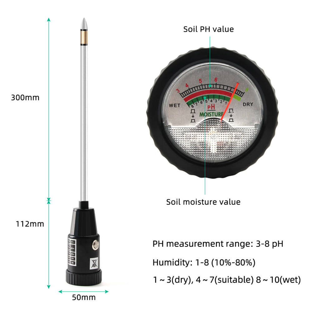 Dụng Cụ Kiểm Tra Đất PH & Dụng Cụ Kiểm Tra Độ Ẩm Giá Trị PH Đất & Công Cụ Kiểm Tra Ẩm Không Cần Pin Cho Vườn Cây Ăn Quả Ngoài Trời Trồng Cây Trong Nhà