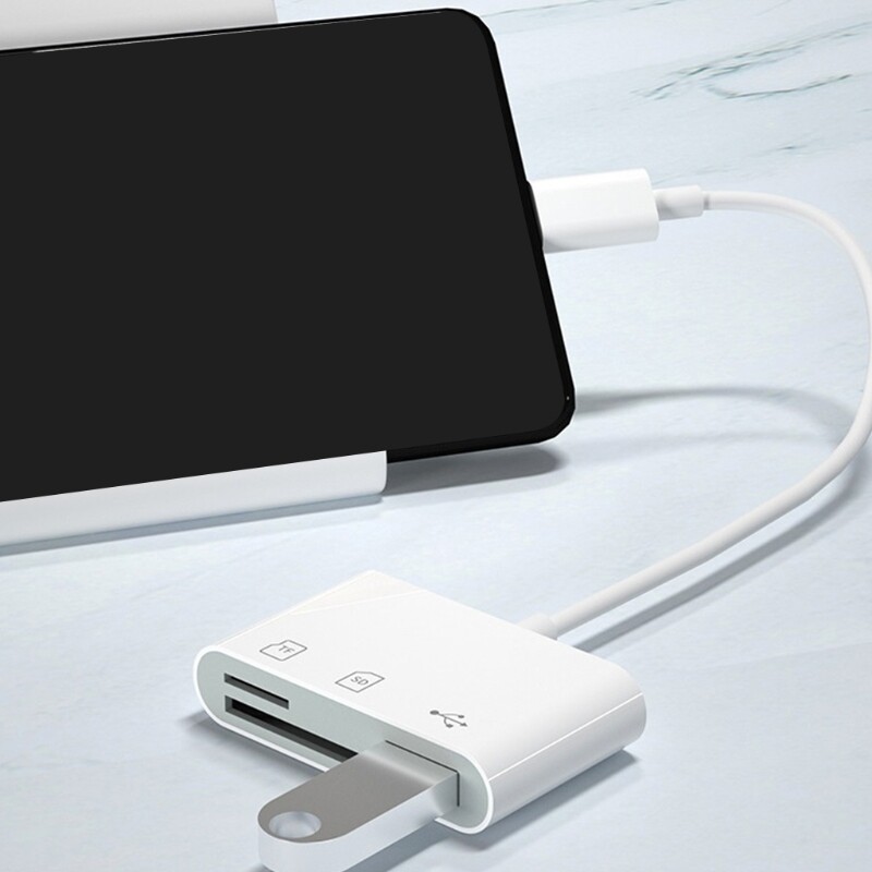 OTG Card Reader High-Speed USB 2.0 Docking Station Type-C to SD TF CF OTG Card Reader for Computer Expansion Headers