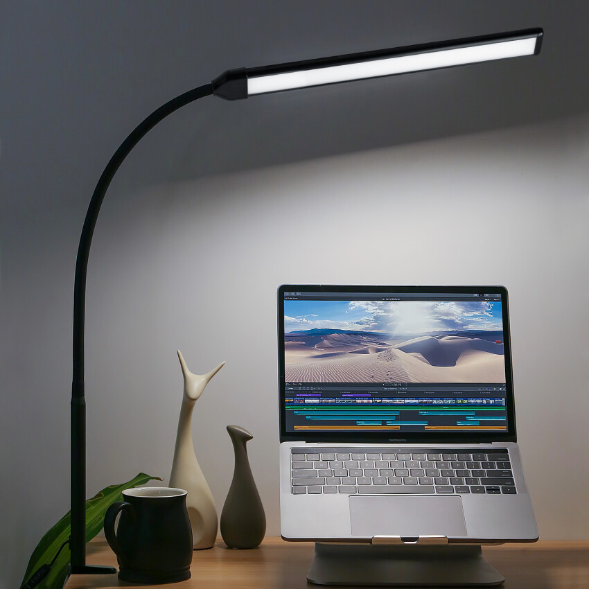 Toolour LED Desk Lamp With Clamp, Swing Arm Desk Light With Touch Control, Wide Coverage Area Table Light, Eye-Care Architect Task Lamp, 3 Modes 10 Brightness, Adaptor Powered Table Lamp For Student