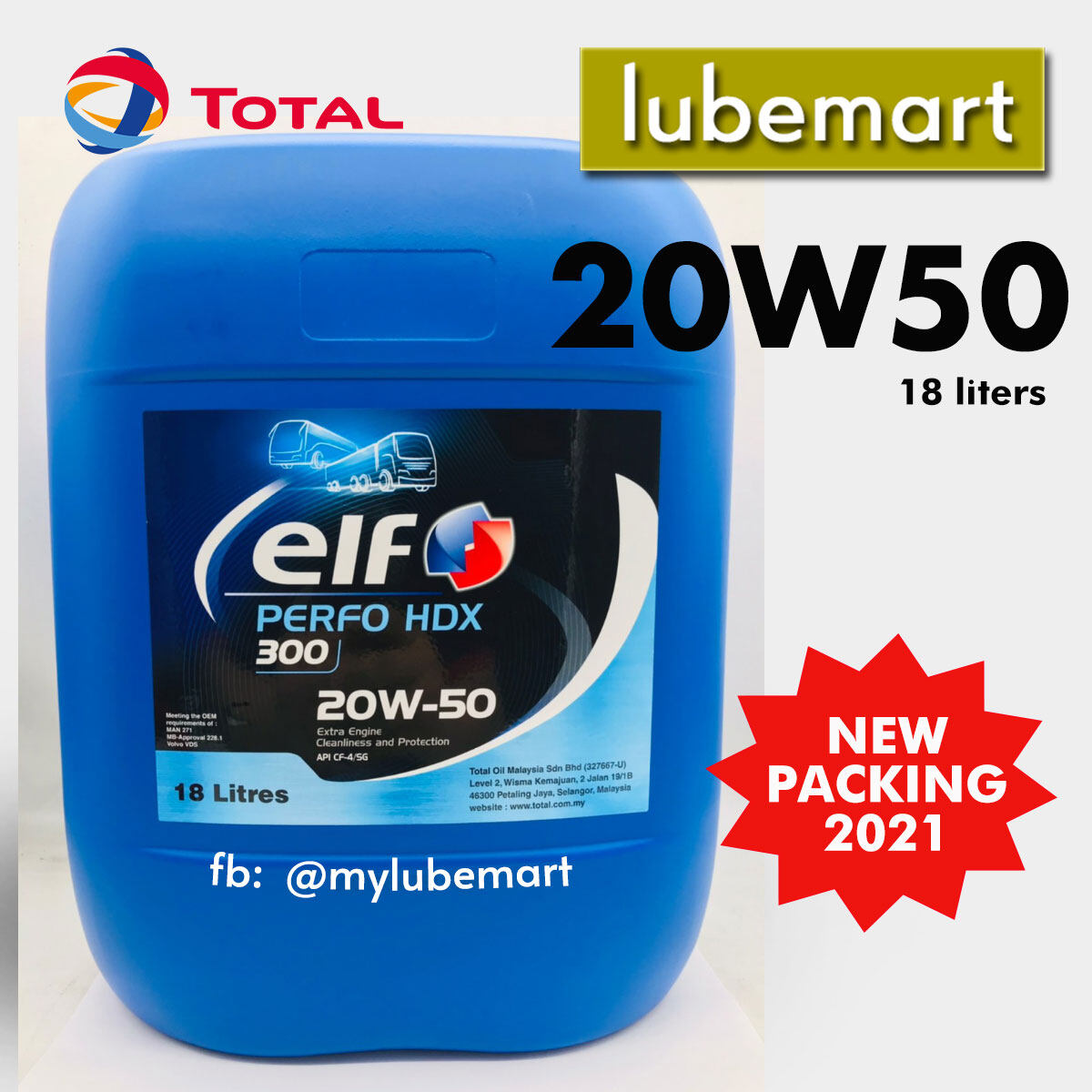 ELF PERFO HDX 300 20W50 CF4/SJ (18L) Lazada