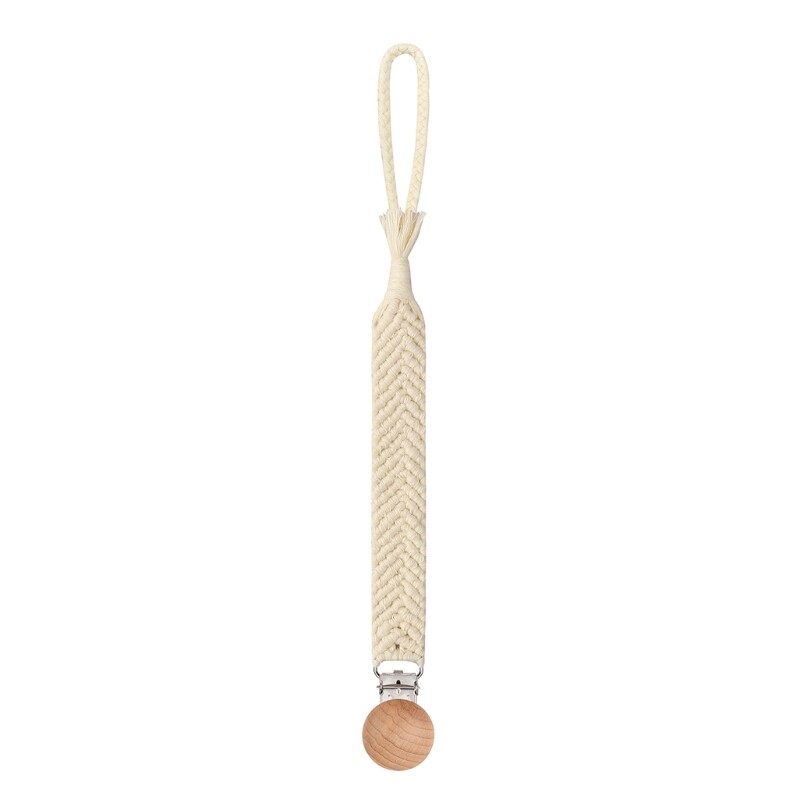 【HOT SALE】Pacifier Clip Set, Dây Chuyền Núm Vú Giả Bện Bằng Gỗ Hình Thỏ Với Teether, Sồi Bé Núm Vú Phụ Kiện Trắng