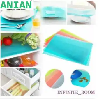 Anian 4pcs Waterproof Refrigerator Fridge Washable Mat Pad Drawer