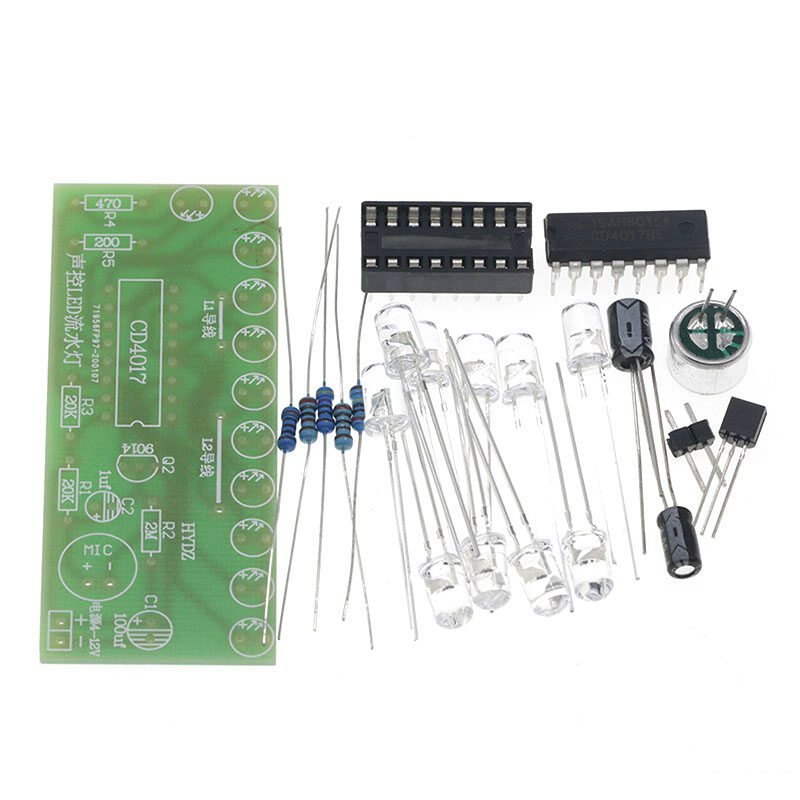 Bộ Đèn Nước LED Kích Hoạt Bằng Giọng Nói Bộ Dụng Cụ Điện Tử Tự Làm Huấn Luyện Dạy Học Sản Xuất Điện Tử Vui Nhộn Điều Khiển Đèn Lồng CD4017