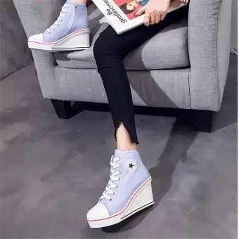 comfort zipper wedge sneakers