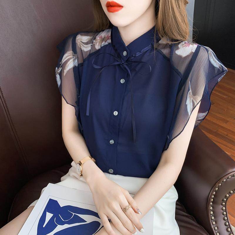 Chiffon Shirts Short Sleeve Tops Women's Summer 2022 New Summer Western Style Small Shirts