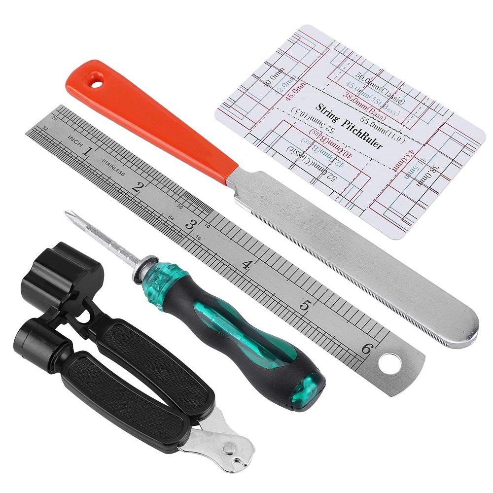 [okoogee]Guitar Repair Maintenance Cleaning Tools Kit 3 in 1 Guitar String Winder Cutter Pin Puller Guitar Fret Rocker Leveling File Kit