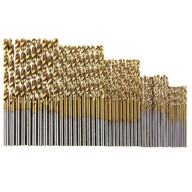 50Pcs Titanium Coated HSS High Speed Steel Drill Bit Set Tool 1/1.5/2/2.5/3