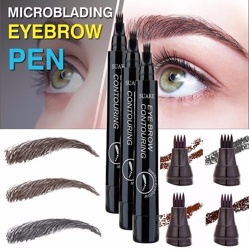 Lorzi 4 Mũi Phân Nhánh Bút Xăm Chân Mày Nâu Lông Mày Tăng Cường Nhuộm Màu Chuyên Nghiệp Kéo Dài Không Thấm Nước Bút Chì Lông Mày Dạng Lỏng