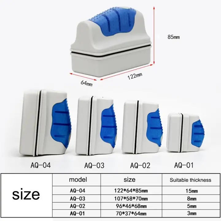 Yulikeit Magnetik Akuarium Tangki Ikan Pembersih Kaca Scrubber