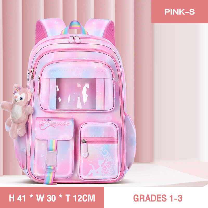 ELACCENT Student Schoolbag Girl Princess Schoolbag Canvas waterproof schoolbag Double Shoulder backpack