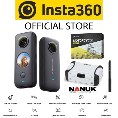 Insta360 One x2 with Motorcycle Mount Bundle - 5.7K Dual-Mode 360 Pocket Camera with Free Gifts