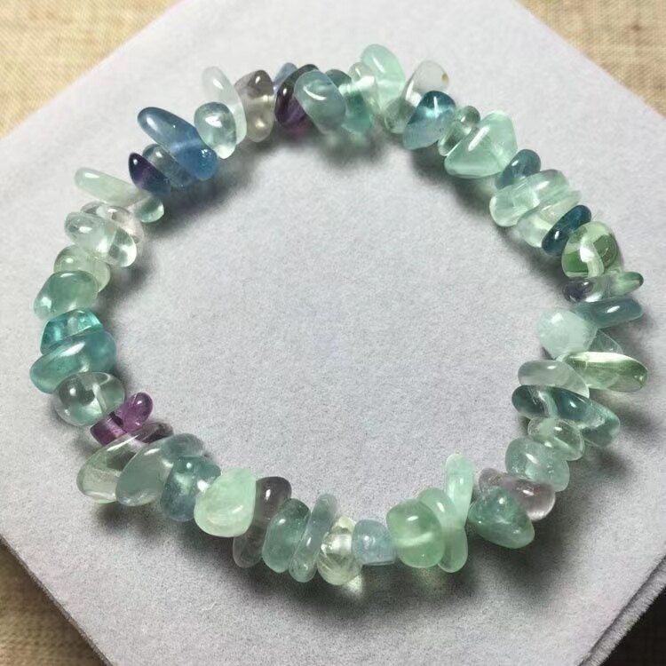 Natural color fluorite gravel bracelet crystal loose bead bracelet men's and women's crystal jewelry