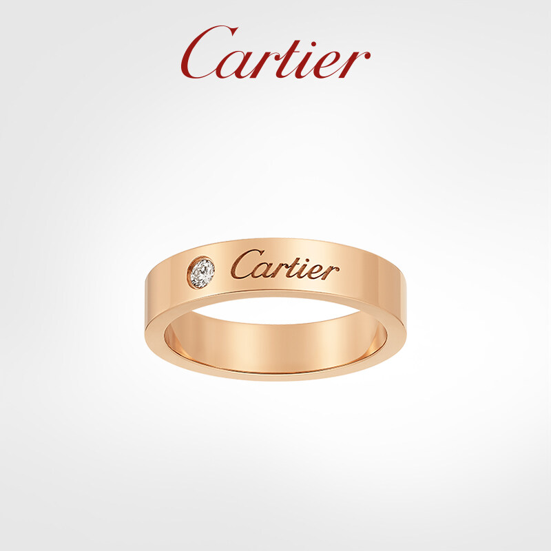 Cartiers C Series Ring Rose Gold Platinum Diamond Classic Wedding Ring