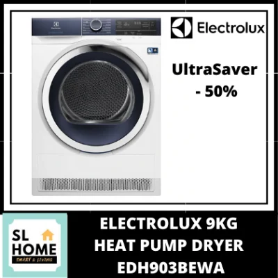 ELECTROLUX EDH903BEWA 9KG UltimateCare™ 800 HEAT PUMP DRYER {ENERGY SAVER 50% & NO VENTING HOSE REQUIRED}