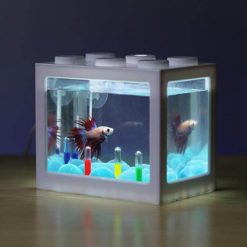 【Quà Tặng Trẻ Em】bể Nước Bể Cá Mini Có Đèn LED Vườn Ươm Để Bàn Đỏ