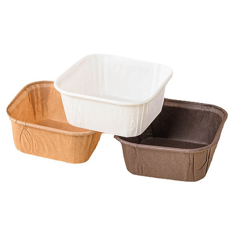 Rayua 50Pcs Set Cake Mold Square Shape Bread Pan Cake Mold Muffin Cupcake Paper Cups Cupcake Liner Baking Muffin Cakecup