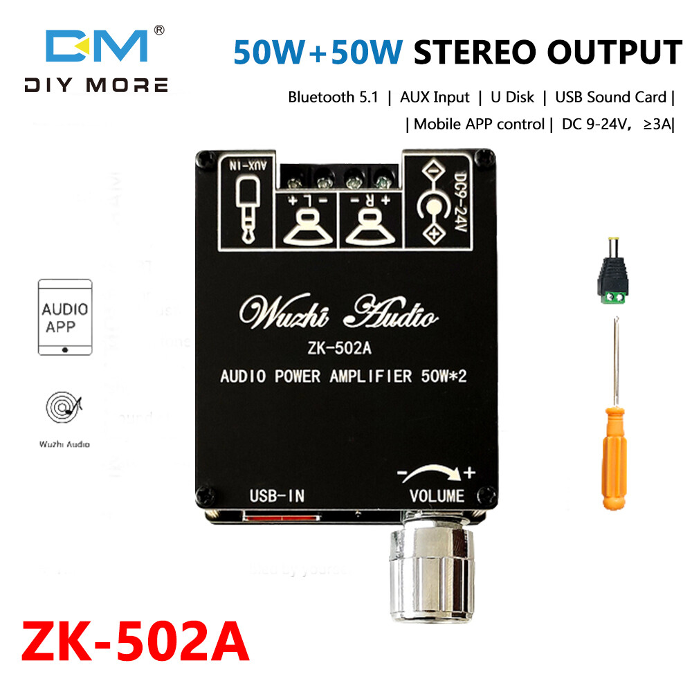 Diymore ZK-502A 50W+50W 5.1 Bluetooth power amplifier board digital amplifier module classic mode switch 2.0 channel audio decoder board ZK 502A